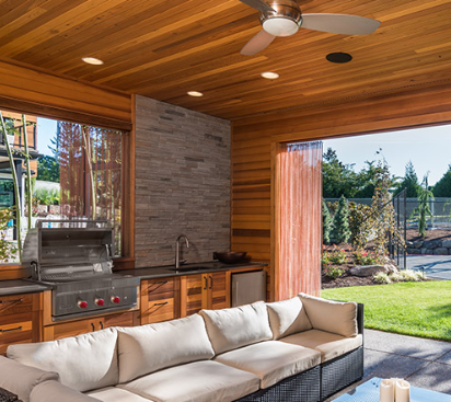 Modern outdoor kitchen patio built by Texas Patio and Fence in Fort Worth