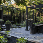 Modern patio with pergola showcasing durable patio materials for Fort Worth homes